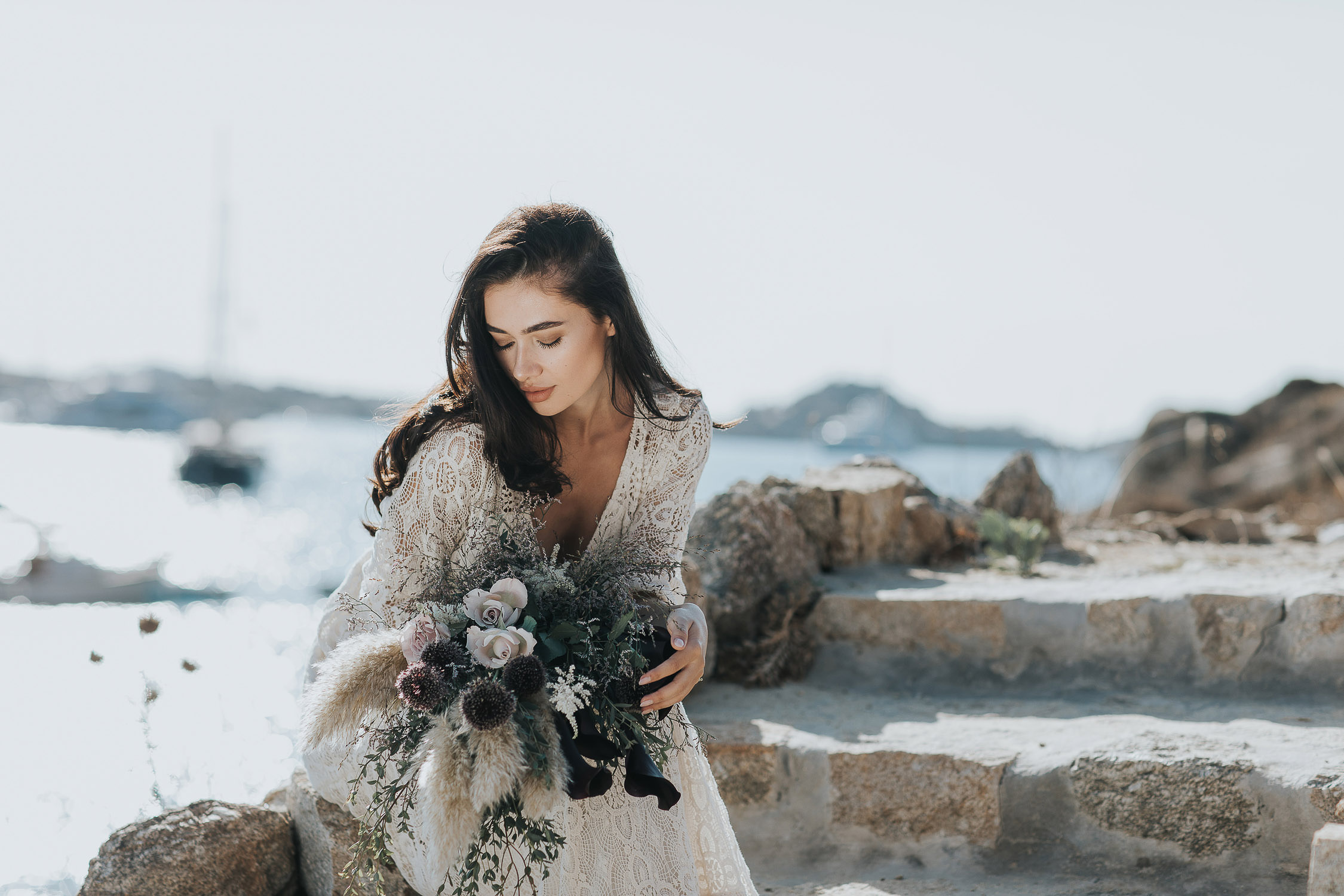 Wild bohemian Nammos wedding in Mykonos