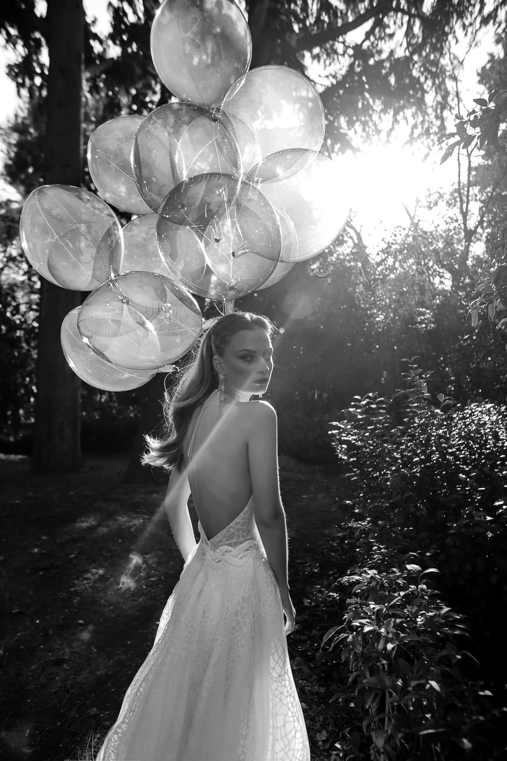 Bride in Athens with Balloons